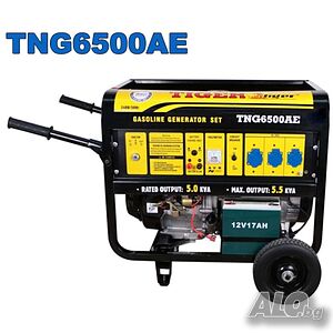 Монофазен бензинов генератор Tiger, 5500W, 25L, ел. стартер, с колела