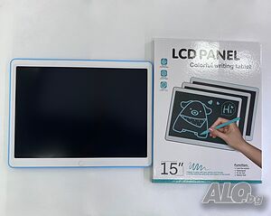 Голяма Детска Дъска за Рисуване със Стилус, Цветен таблет за писане с LCD панел, 15 Инча