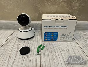 ТОП ЦЕНА!! Безжична въртяща се WiFi Full HD камера тип Бебефон, 2 MP, бяла